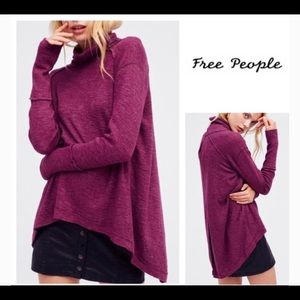 Free People L split back thermal top plum